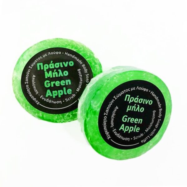 Focus Thrace Cosmetics Χειροποίητο Σαπούνι με Λούφα 100gr Πράσινο Μήλο